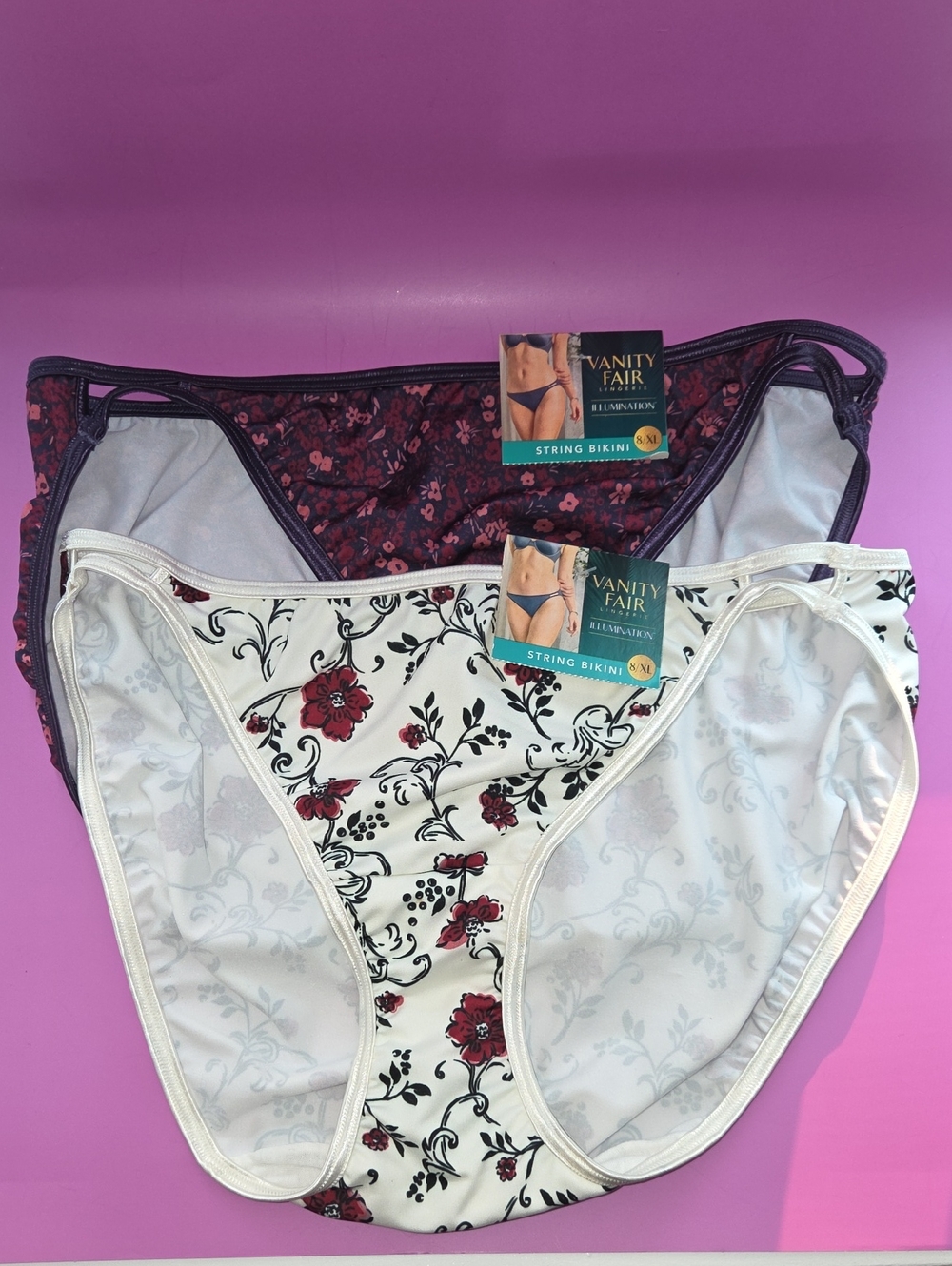 Vanity Fair Women's Illumination String Bikini Panties Set Of 2 Size  8 XL